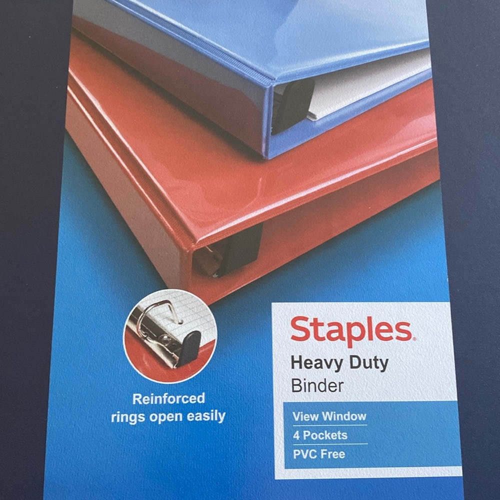 Blue heavy duty 3 inch binder from staples New.